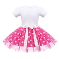 thumbnail image 5 of IBTOM CASTLE Baby Girls Birthday Outfit Polka Dots Leotard Dresses Fancy Dance Costume Halloween Cosplay Tutu Dress up with Ears Headband 12-18 Months White+Hot Pink-Heart, 5 of 8