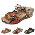 thumbnail image 6 of Summer Women Slippers Womens Flat Sandals Thick Bottom Wedge Heel Women's Summer Sandals Open Toe Breathable Lightweight Pool Sandals Women Slip on Comfortable Flowers Serpentine Print 8.5, 6 of 9