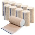 thumbnail image 1 of PinesC Elastic Bandage Wrap with Self-Closure [Pack of 10] 4 Inch Comfort Athletic Compression Roll, 5 Yards Stretched for Customized Compression on Knee, Ankle, Wrist + First Aid Kit Guide (4''X10) 4, 1 of 5