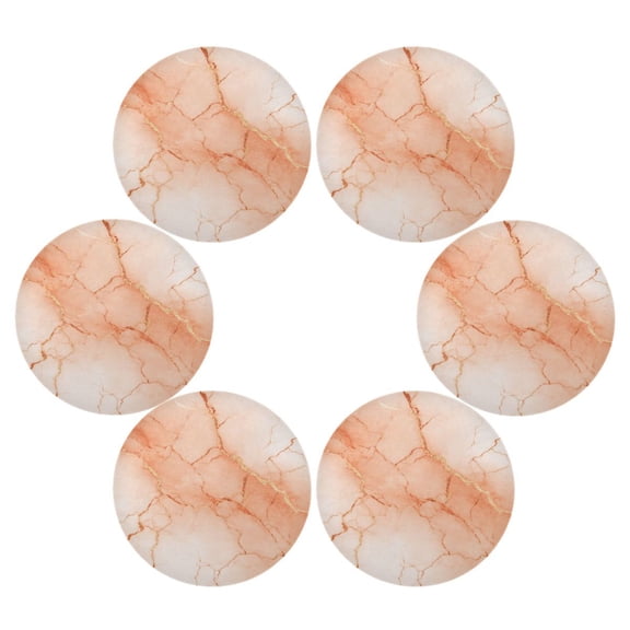 Round Placemats Set of 6 Heat Resistant Washable Kitchen Table Decorations 15.4in Light Orange Marble Crack