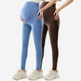 thumbnail image 2 of Riecok 2PC Maternity Yoga Pants Pack High Waisted Stretchy Pregnancy Leggings Solid Breathable Workout Pants, 2 of 6