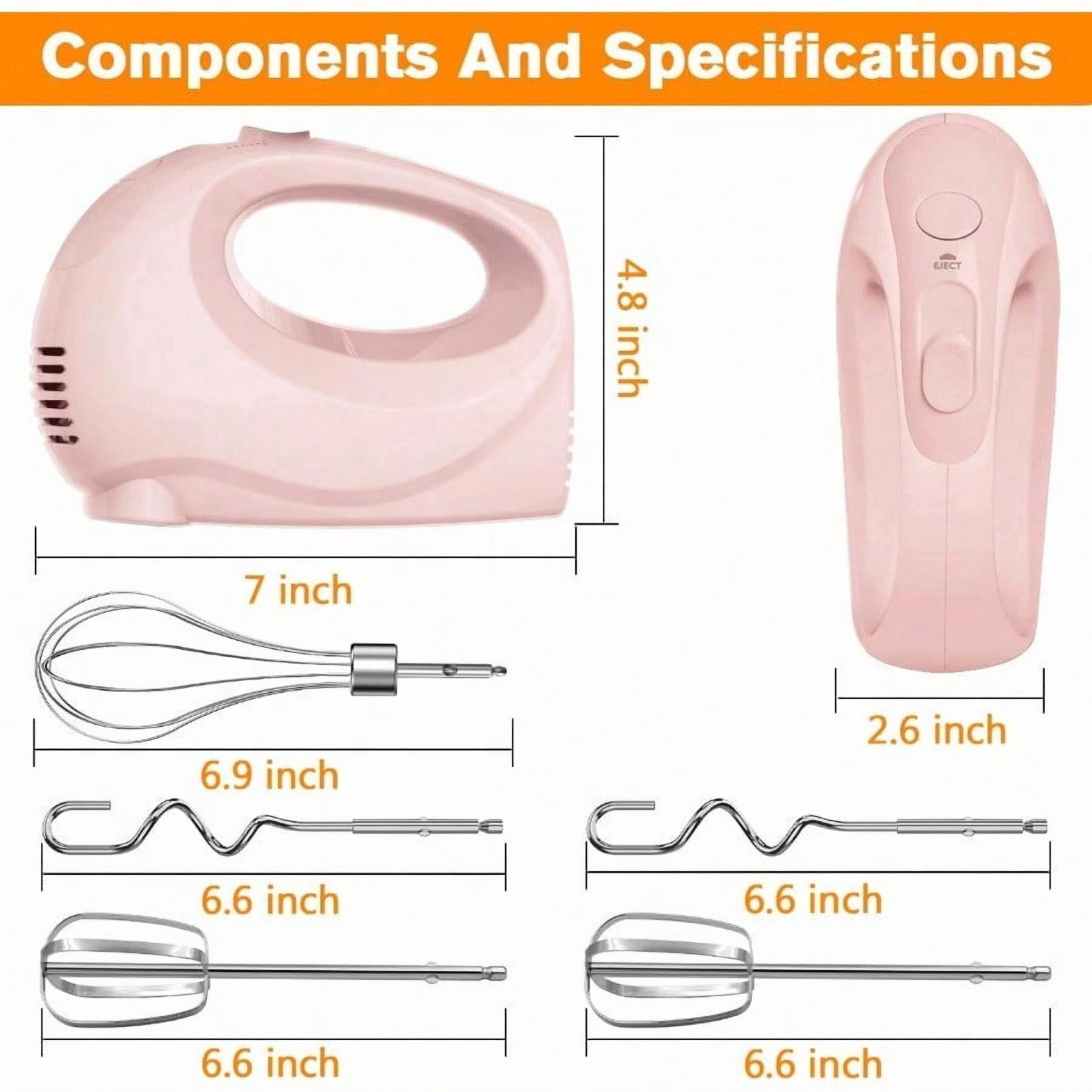 Handmixer Electric Handheld 5 Speed Portable Kitchen Mixer Electric with 5 Stainless Steel Accessories Whisk Food Beater for Whipping Mixing Cookies