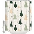 thumbnail image 2 of Polyester Fabric Green Beige Christmas Shower Curtain, Xmas Tree Snowflake Waterproof Bathtub Curtain Bathroom Decor Set with Hooks 72 x 72 Inches,, 2 of 6