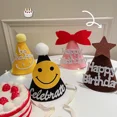 thumbnail image 5 of Sombrero de fieltro con lazo para cumpleaños, gorro de cono con flores y fresas, corona hecha a mano para bebé, bonitos suministros de fiesta para adultos y niños, 5 of 5