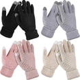 thumbnail image 2 of Guantes KAIYANG de punto de jacquard cálidos para invierno para parejas negro beige 2 pares, 2 of 2