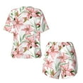 thumbnail image 5 of Kdxio Lilies Flowers Print Pajamas Sets for Women Short-Sleeved Pjs with Lounge Shorts Two Piece Sleepwear S-4XL, 5 of 9