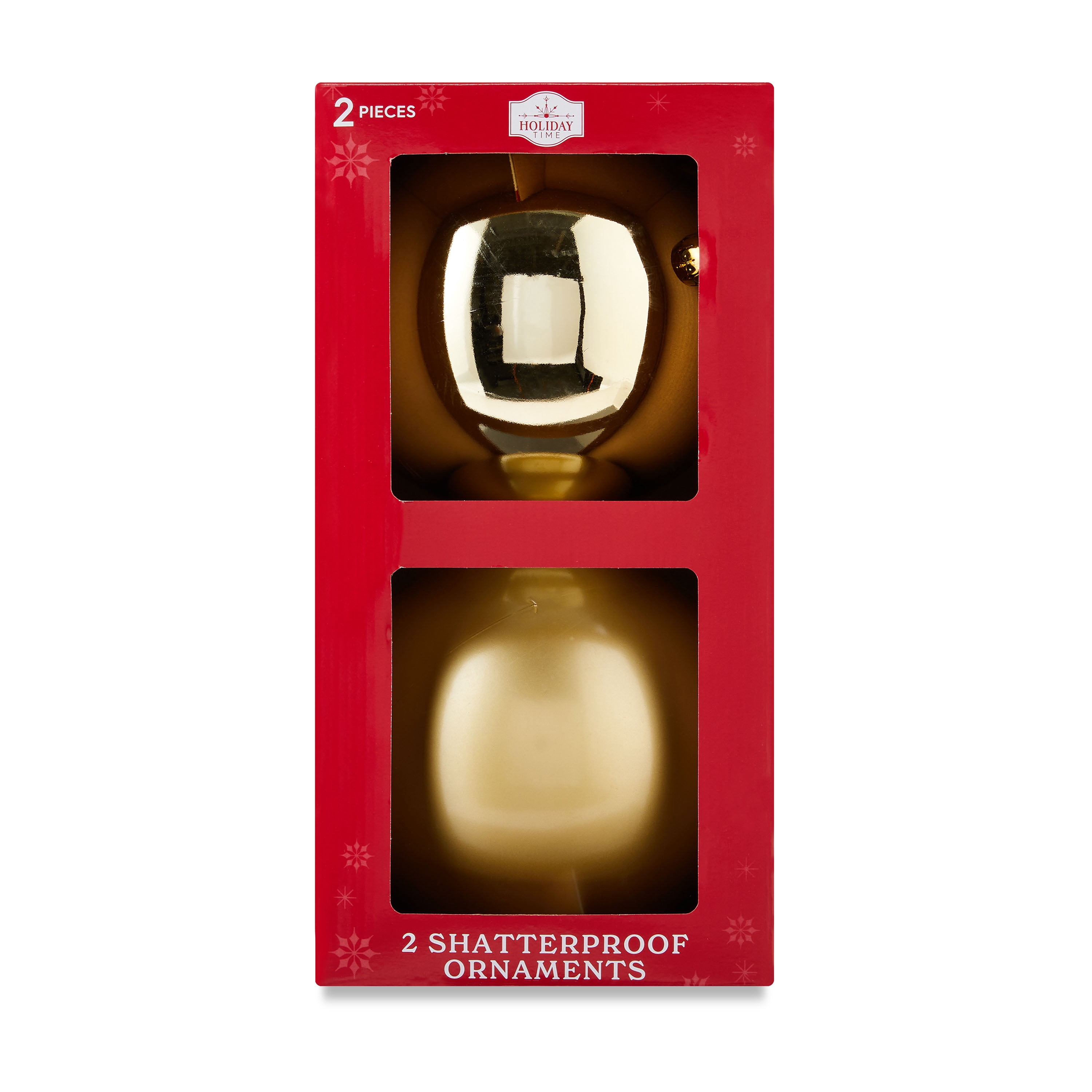 2-Count Gold Jumbo Shatterproof Christmas Ornaments, 7.8 in, by Holiday Time