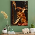 thumbnail image 2 of Tibetan Spaniel Cute Dog Harp Stretched Canvas Size 8x12 – Retro Tibetan Spaniel Dog Batter in Action With Harp for Themed Living Room, 2 of 5