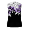 thumbnail image 4 of Tops for Women Plus Size Sleeveless Round Neck Floral Printed Casual T-Shirt Top Purple L, 4 of 5