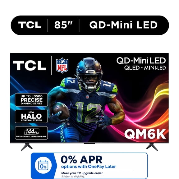 TCL 85" Class QM6K Series QD-Mini LED QLED 4K UHD HDR Smart Google TV (NEW 2025) - 144Hz, Dolby Atmos Onkyo Audio, Halo Control System - 85QM6K