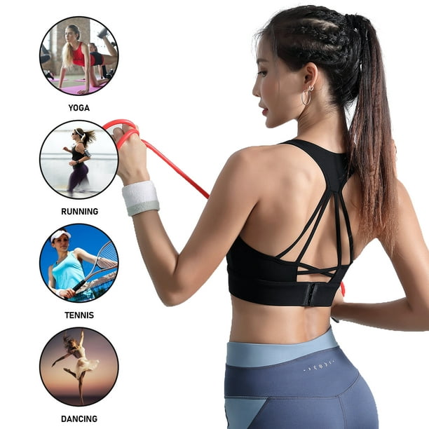 Women's Workout Sports Bras Medium Impact Criss Cross Strappy Back Support  Gym Crop Top 