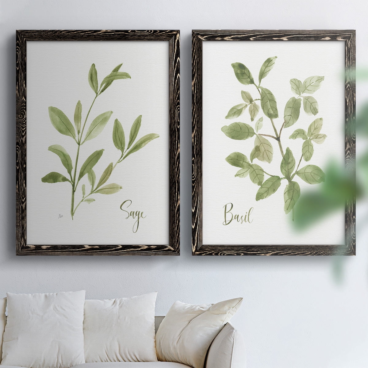 Herb Sage - Premium Framed Canvas 2 Piece Set - Ready to Hang