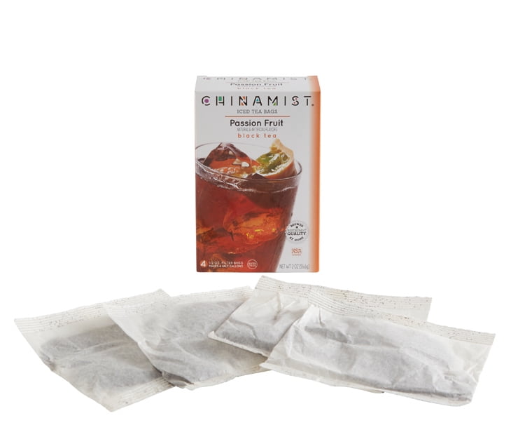 China Mist Naturally Flavored Passion Fruit Iced Tea Bags, 4-Count Box, 6-Pack (Each Bag Yields 1/2 Gallon)