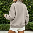thumbnail image 5 of Hurxie Womens Quarter Zip Pullover Casual Shirts Half Zip Sweatshirts 1/4 Zip Pullover Women Pullover Sweatshirts Beige,L, 5 of 7