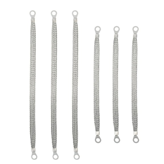 Unique Bargains Car Automotive Braided Ground Straps Universal Copper 6pcs Silver Tone