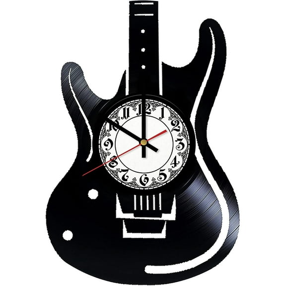 Guitar Vinyl Record Wall Clock Guitar Wall Clock Home Decor Wall Art Wall Decoration Origimal Gift Vintage Clock