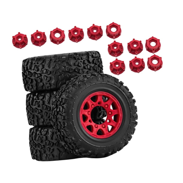 4 ruedas y neumáticos para camión RC 1/10, piezas de coche RC, durabilidad, resistentes, repuestos profesionales, accesorios de repuesto para Rojo