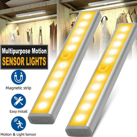 

10 LED Closet Lights USB Rechargeable With Magnetic Strips Stick Warm White