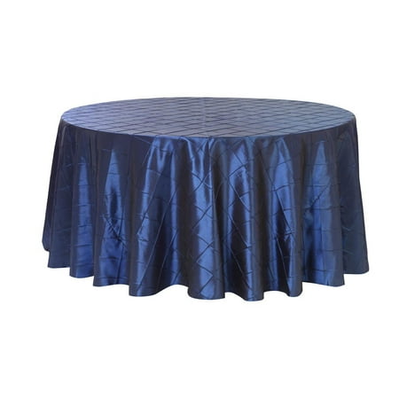 120 Inch Table Cover - Your Chair Covers - 120 Inch Pintuck Taffeta Round Tablecloths Navy Blue