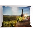thumbnail image 1 of Wine Pillow Sham White Wine with Barrel on Famous Vineyard in Chianti Tuscany Agriculture, Decorative Standard Size Printed Pillowcase, 26 X 20 Inches, Green Brown Pale Blue, by Ambesonne, 1 of 2