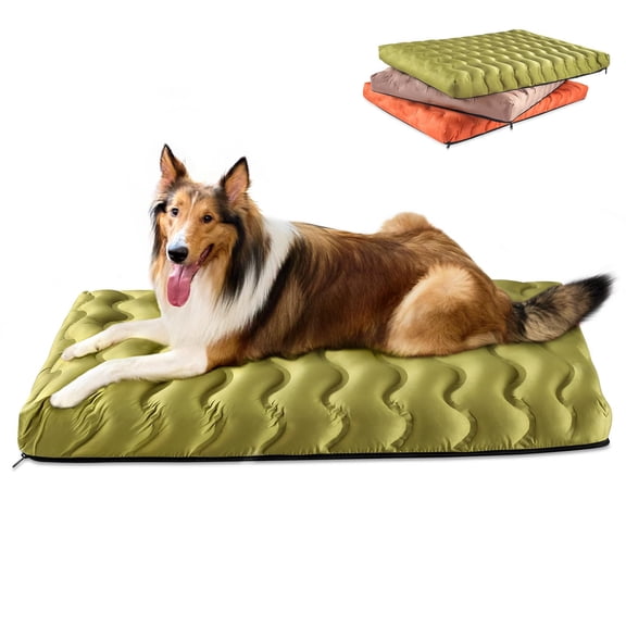 Orthopedic Dog Bed for Large Medium Small Dogs Waterproof Memory Foam Dog Crate Bed Washable Pet Bed with Removeable Cover, 36"x27", Green