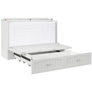 Bowery Hill Traditional Solid Wood Murphy Queen Bed in White