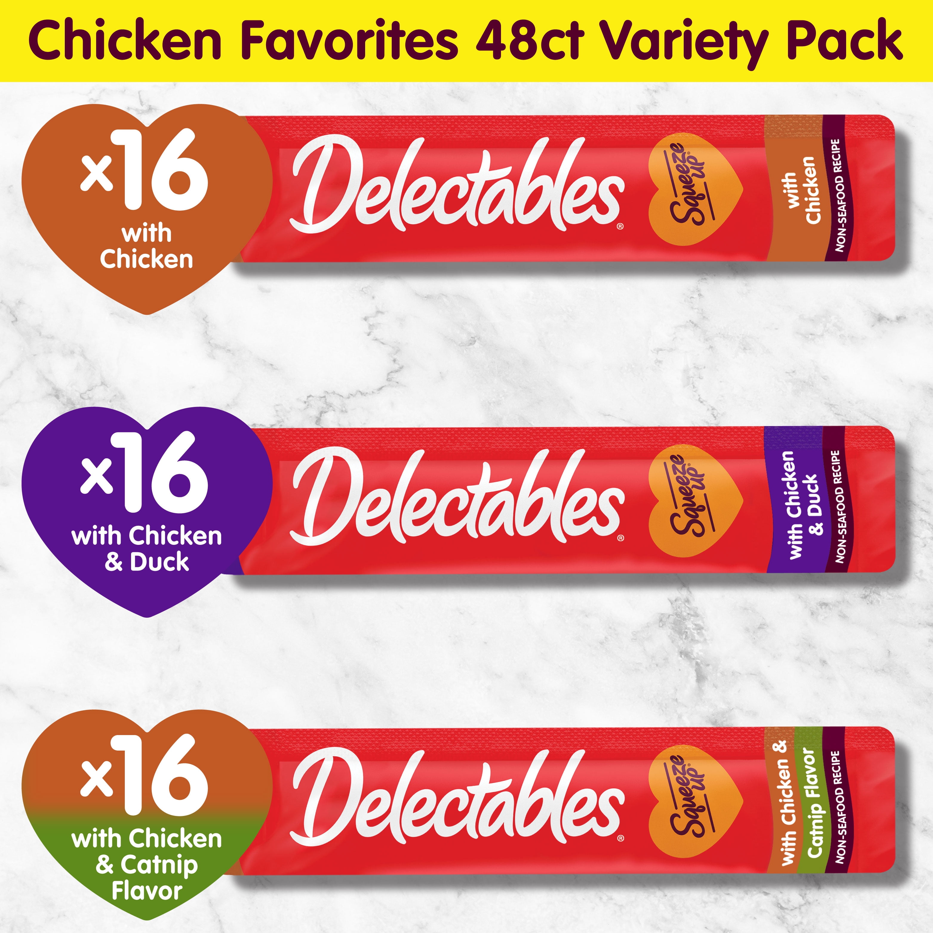 Delectables Squeeze Up Non-Seafood Chicken Variety Pack Lickable Cat Treats, 0.5-oz tube, 48 count