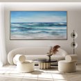 thumbnail image 3 of Blue Seascape Coastal Canvas Artwork Palette Knife Textured Wall Art Ocean Waves Scenery Canvas Wall Art Ocean and Sky Blue White Wall Art,Unstretched,Frameless,(114*228cm)45*90lnches, 3 of 5