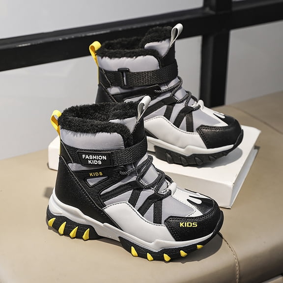 Quealent Boy's Winter Snow Boots Outdoor Ankle Boots Toddler/Little Kid/Big Kid Black for Size 3