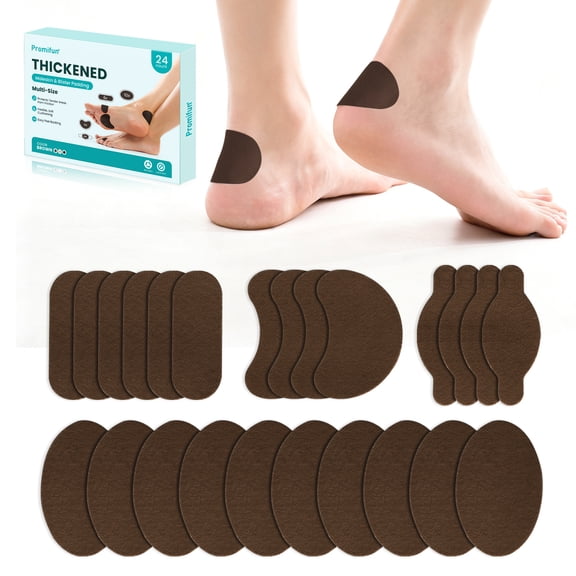Promifun Moleskin Blister Prevention Tape Pads Mole Skin Patch Blister Bandages Feet Heel Protection,24 Pieces,Brown