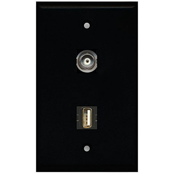 RiteAV - Black 1 Port USB A-A 1 Port BNC Wall Plate