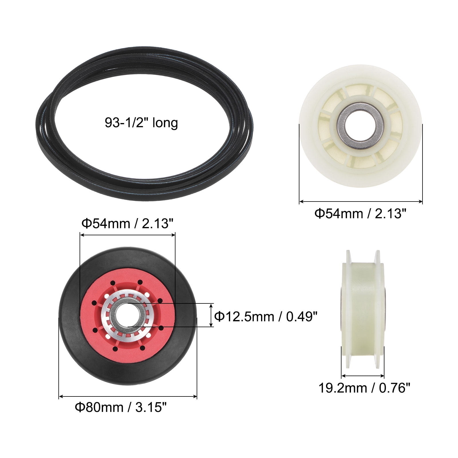 4392067 Dryer Repair Kit, W10837240 Dryer Belt 279640 Idler Pulley Bearing Kit Parts, WPW10314173 Drum Roller