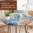 thumbnail image 3 of Blue Red Seahorse Coastal Round Tablecloth 55-60 Inch Round Fitted Table Cloth with Elastic Edge, Summer Beach Coral Nautical Vintage Waterproof Table Cover Protector for Outdoor Picnic Party Dining, 3 of 9