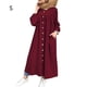 thumbnail image 1 of Vestido camisero Vestido de color liso con bolsillo con botones y manga larga para mujer, Rojo vino, S Sweethay AP001453-09B, 1 of 7