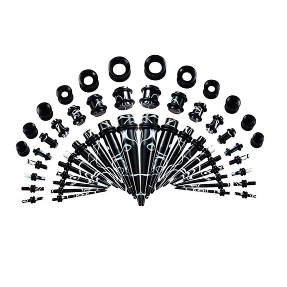 Yoursfs 50 Pcs Ear Stretching Kit 14G-00G Acrylic Tapers and Plugs Silicone Tunnels Ear Gauges Expander Set Body Piercing Jewelry