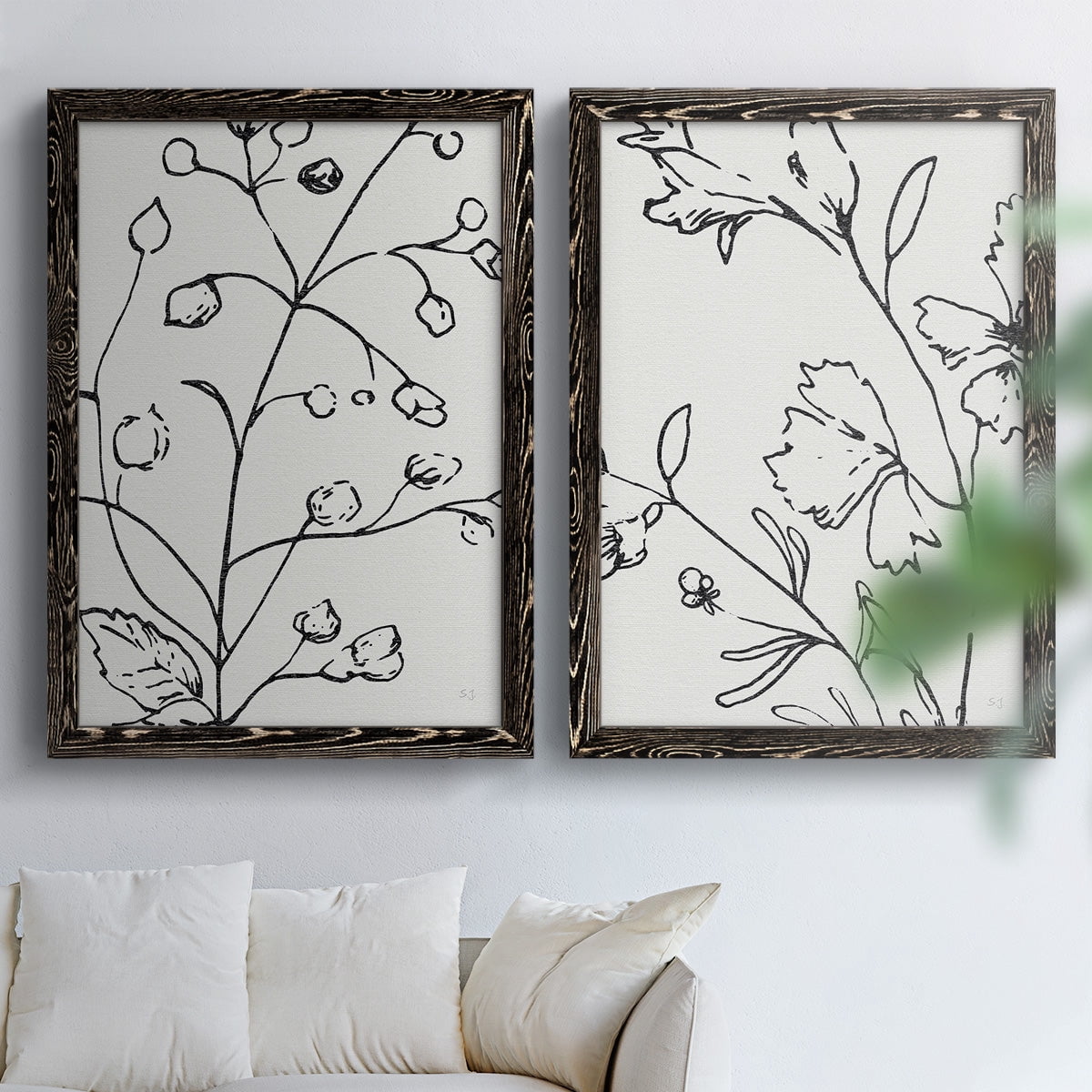 Botanical Sketch I - Premium Framed Canvas 2 Piece Set - Ready to Hang