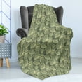 thumbnail image 4 of Abstract Soft Flannel Fleece Blanket, Autumn Leaves Hand Drawn Art Style Foliage Pale Toned Design Vintage, Cozy Plush for Indoor and Outdoor Use, 50" x 70", Reseda Green Pale Green, by Ambesonne, 4 of 5