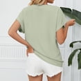thumbnail image 4 of Camiseta Lisa Manga Corta De Murciélago Cuello En V Casual Simple Top De Verano Para El Trabajo En Casa Compras Verde Guisante S, 4 of 6