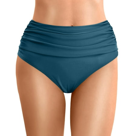 HAJGJP Womens Swimming Suit Women Plus Size High Waist Bikini Bottoms Swim Briefs Beach Shorts Ruched Bottom High Cut Swim Bottom Full Coverage Swimsuit Bottom Sports Yoga Shorts Swimbottom Navy XL