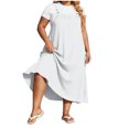 thumbnail image 2 of XiYing Robes pour Femmes Grande Taille, Robe Maxi Décontractée de Mode pour Femmes Grande Taille à Encolure Carrée avec Boutons, Bretelles, Dos Plissé et Détail de Buste,, 2 of 8