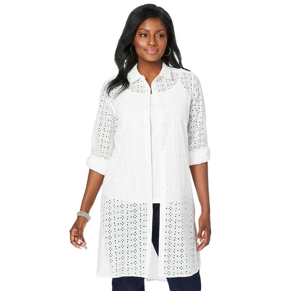 Jessica London Women's Plus Size Eyelet Mega Tunic