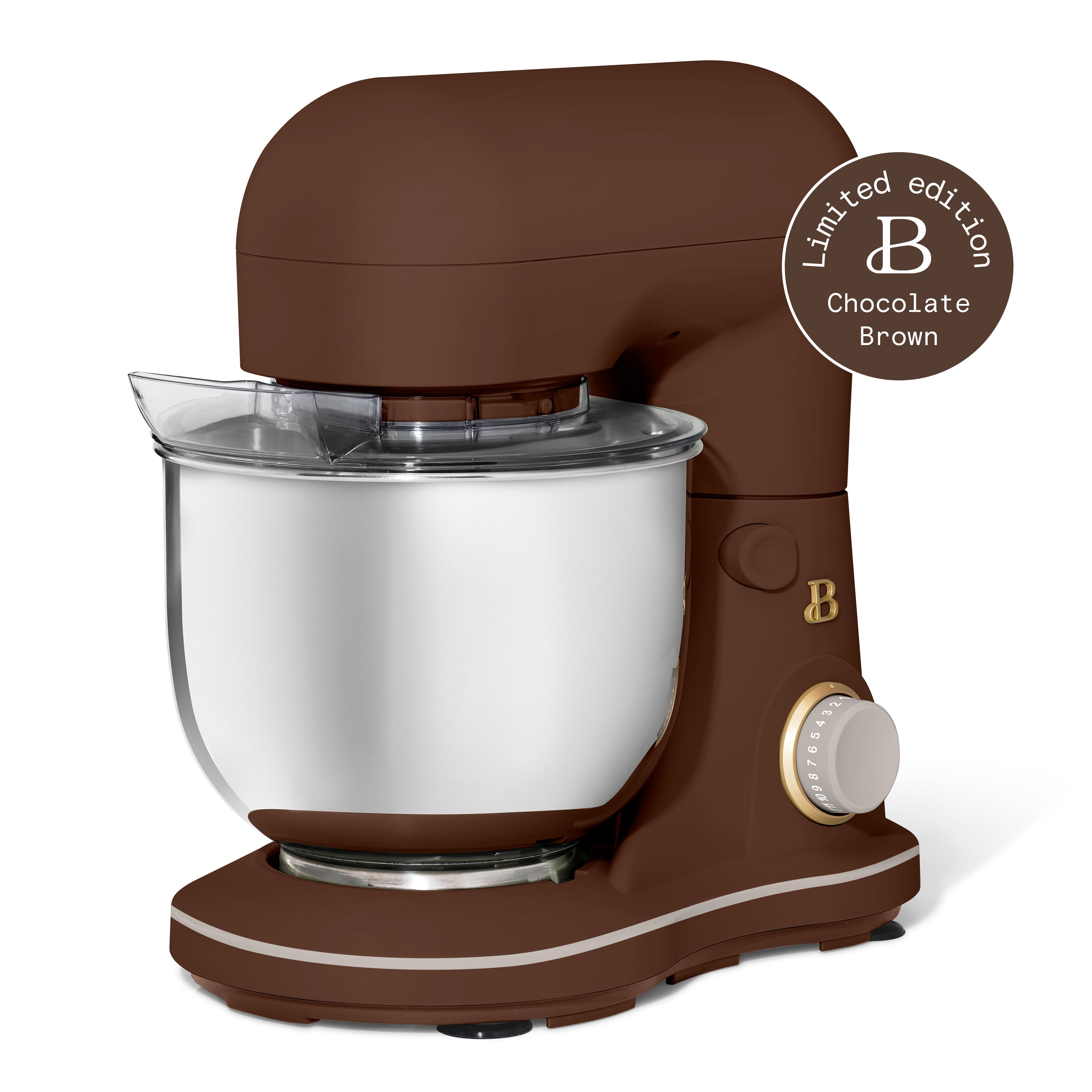 Beautiful 3.5 Qt Stand Mixer with Flat Beater, Dough Hook, Balloon Whisk, Chocolate by Drew Barrymore