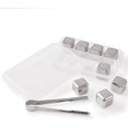 thumbnail image 1 of Piedras reutilizables para cubitos de hielo de acero inoxidable, juego de 8 cubitos de hielo con pinzas para la cabeza y bandejas para cubitos de hielo (juego de 8), 1 of 5