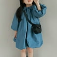 thumbnail image 4 of Zwiiyzr 2-7Y Kids Baby Girl Long Sleeve Doll Collar Shirt Dress Toddler Puff Long Sleeve Solid Color Spring Fall Dress Blue, 4 of 9