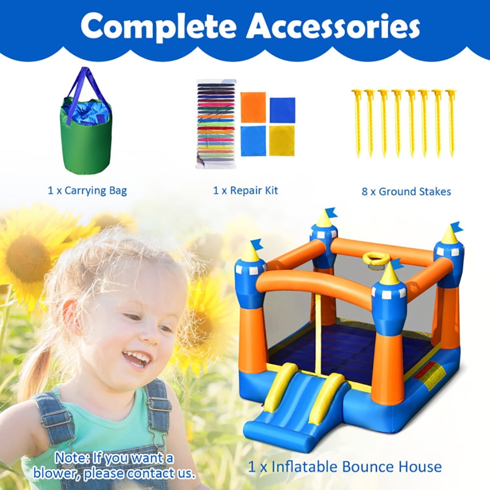 Aimee Lii Kids Inflatable Bounce House Magic Castle with Large Jumping Area without Blower, Playhouse for Kids Outdoor