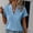 *Blue, variant on ClodeEU Women's V Neck Short Sleeve Textured Blouse,Summer Casual Slim Top Army Green,Women's Plus L