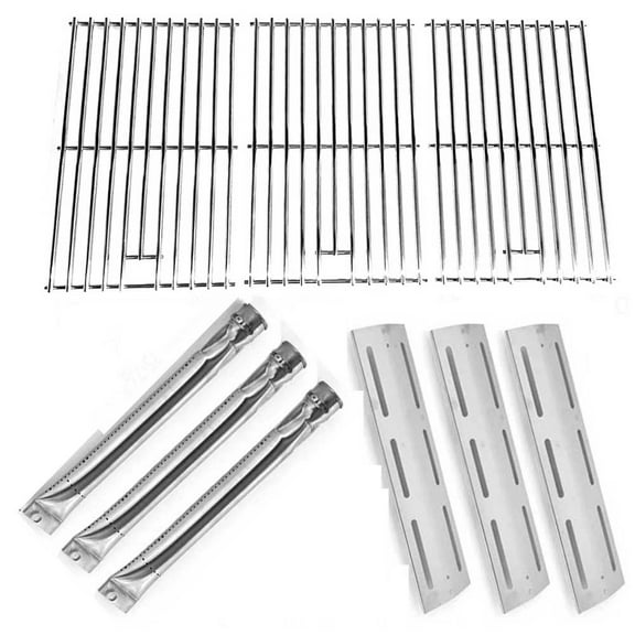 Replacement BBQ Parts For Brinkmann 810-7231-W (Pro Series 7231) Gas Grill Models Includes 3 Stainless Steel Heat Plates, 3 Stainless Steel Burners