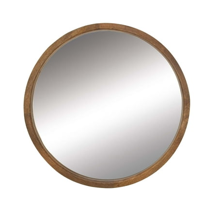 Decmode 36 Inch Natural Round Wooden Framed Wall Mirror Brown Decmode 36 Inch Natural Round Wooden Framed Wall Mirror Brown