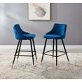 thumbnail image 2 of Bar Stool Chair Barstool, Set of 2, Velvet, Blue Navy, Modern Contemporary Urban Design, Bar Pub Cafe Bistro Hotel Restaurant Hospitality, 2 of 9