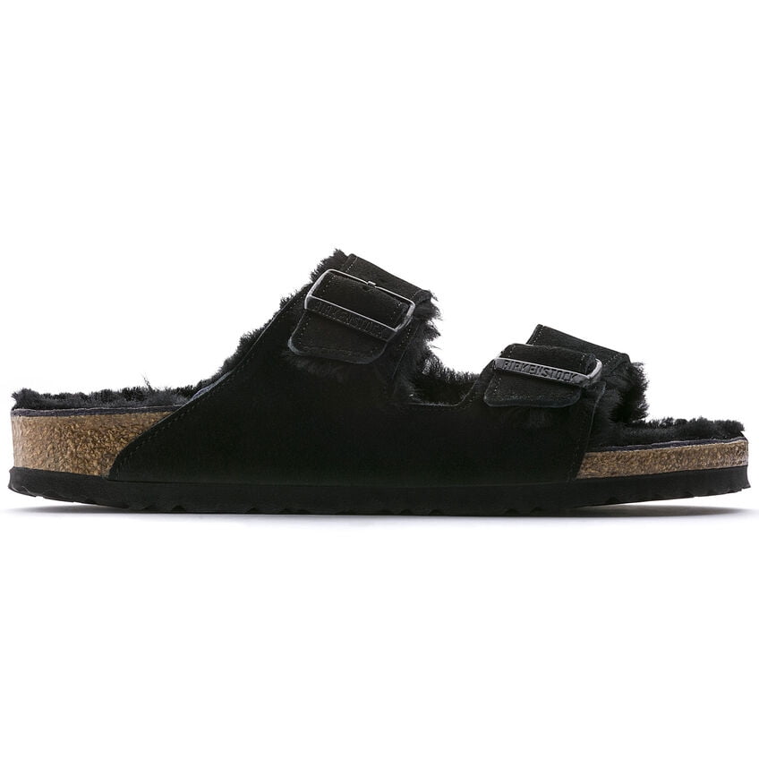 BIRKENSTOCK Unisex Arizona Shearling Black Suede/Black Shearling (regular width) - 0752661  BLACK